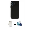 MARSİLYAN™- iPhone 13 Pro Max Kılıf Ahenk Serisi - Siyah 3D Antistatik Cam Ekran Koruyucu + Shine Kamera Lens - GD