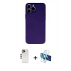 MARSİLYAN™- iPhone 13 Pro Max Kılıf Ahenk Serisi - Siyah 3D Antistatik Cam Ekran Koruyucu + Shine Kamera Lens - GD