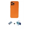 MARSİLYAN™- iPhone 13 Pro Max Kılıf Ahenk Serisi - Siyah 3D Antistatik Cam Ekran Koruyucu + Shine Kamera Lens Koruma Cam - PE