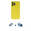 MARSİLYAN™- iPhone 13 Pro Max Kılıf Ahenk Serisi - Siyah 3D Antistatik Cam Ekran Koruyucu + Shine Kamera Lens Koruma Cam - GI