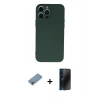MARSİLYAN™- iPhone 13 Pro Max Kılıf Ahenk Serisi - Siyah 3D Antistatik Hayalet Cam Ekran Koruyucu + Shine Kamera Lens Koruma Cam - GI