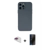 MARSİLYAN™- iPhone 13 Pro Max Kılıf Ahenk Serisi - Siyah 3D Antistatik Hayalet Cam Ekran Koruyucu + Pers Alüminyum Kamera Lens - GI