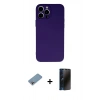 MARSİLYAN™- iPhone 13 Pro Max Kılıf Ahenk Serisi - Siyah 3D Antistatik Hayalet Cam Ekran Koruyucu + Shine Kamera Lens Koruma Cam - GI
