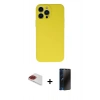 MARSİLYAN™- iPhone 13 Pro Max Kılıf Ahenk Serisi - Siyah 3D Antistatik Hayalet Cam Ekran Koruyucu + Pers Alüminyum Kamera Lens - KI