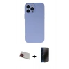 MARSİLYAN™- iPhone 13 Pro Max Kılıf Ahenk Serisi - Siyah 3D Antistatik Hayalet Cam Ekran Koruyucu + Rainbow Kamera Lens Koruma Cam - KI