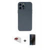 MARSİLYAN™- iPhone 13 Pro Max Kılıf Ahenk Serisi - Siyah 3D Antistatik Hayalet Cam Ekran Koruyucu + Pers Alüminyum Kamera Lens - KI
