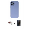 MARSİLYAN™- iPhone 13 Pro Max Kılıf Ahenk Serisi - Siyah 3D Antistatik Hayalet Cam Ekran Koruyucu + Pers Alüminyum Kamera Lens - KI