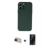MARSİLYAN™- iPhone 13 Pro Max Kılıf Ahenk Serisi - Siyah 3D Antistatik Hayalet Cam Ekran Koruyucu + Rainbow Kamera Lens Koruma Cam - KI