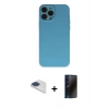 MARSİLYAN™- iPhone 13 Pro Max Kılıf Ahenk Serisi - Siyah 3D Antistatik Hayalet Cam Ekran Koruyucu + Pers Alüminyum Kamera Lens - LT