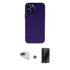 MARSİLYAN™- iPhone 13 Pro Max Kılıf Ahenk Serisi - Siyah 3D Antistatik Hayalet Cam Ekran Koruyucu + Pers Alüminyum Kamera Lens - LT