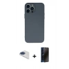 MARSİLYAN™- iPhone 13 Pro Max Kılıf Ahenk Serisi - Siyah 3D Antistatik Hayalet Cam Ekran Koruyucu + Pers Alüminyum Kamera Lens - LT