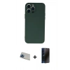 MARSİLYAN™- iPhone 13 Pro Max Kılıf Ahenk Serisi - Siyah 3D Antistatik Hayalet Cam Ekran Koruyucu + Rainbow Kamera Lens Koruma Cam - MI