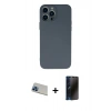 MARSİLYAN™- iPhone 13 Pro Max Kılıf Ahenk Serisi - Siyah 3D Antistatik Hayalet Cam Ekran Koruyucu + Rainbow Kamera Lens Koruma Cam - MI