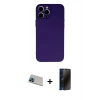 MARSİLYAN™- iPhone 13 Pro Max Kılıf Ahenk Serisi - Siyah 3D Antistatik Hayalet Cam Ekran Koruyucu + Rainbow Kamera Lens Koruma Cam - MI