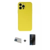 MARSİLYAN™- iPhone 13 Pro Max Kılıf Ahenk Serisi - Siyah 3D Antistatik Hayalet Cam Ekran Koruyucu + Rainbow Kamera Lens Koruma Cam - MI