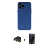 MARSİLYAN™- iPhone 13 Pro Max Kılıf Ahenk Serisi - Siyah 3D Antistatik Hayalet Cam Ekran Koruyucu + Raze Metal Kamera Lens - GD