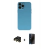 MARSİLYAN™- iPhone 13 Pro Max Kılıf Ahenk Serisi - Siyah 3D Antistatik Hayalet Cam Ekran Koruyucu + Raze Metal Kamera Lens - GD