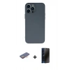 MARSİLYAN™- iPhone 13 Pro Max Kılıf Ahenk Serisi - Siyah 3D Antistatik Hayalet Cam Ekran Koruyucu + Renkli Kamera Lens Koruma Cam - TU