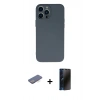 MARSİLYAN™- iPhone 13 Pro Max Kılıf Ahenk Serisi - Siyah 3D Antistatik Hayalet Cam Ekran Koruyucu + Renkli Kamera Lens Koruma Cam - MI