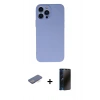 MARSİLYAN™- iPhone 13 Pro Max Kılıf Ahenk Serisi - Siyah 3D Antistatik Hayalet Cam Ekran Koruyucu + Renkli Kamera Lens Koruma Cam - MI