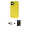 MARSİLYAN™- iPhone 13 Pro Max Kılıf Ahenk Serisi - Siyah 3D Antistatik Hayalet Cam Ekran Koruyucu + Rainbow Kamera Lens Koruma Cam - REGD