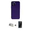 MARSİLYAN™- iPhone 13 Pro Max Kılıf Ahenk Serisi - Siyah 3D Antistatik Hayalet Cam Ekran Koruyucu + Rainbow Kamera Lens Koruma Cam - REGD