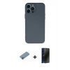 MARSİLYAN™- iPhone 13 Pro Max Kılıf Ahenk Serisi - Siyah 3D Antistatik Hayalet Cam Ekran Koruyucu + Shine Kamera Lens Koruma Cam - PE