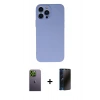 MARSİLYAN™- iPhone 13 Pro Max Kılıf Ahenk Serisi - Siyah 3D Antistatik Hayalet Cam Ekran Koruyucu + Neon Fosforlu Kamera Lens - YL