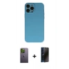 MARSİLYAN™- iPhone 13 Pro Max Kılıf Ahenk Serisi - Siyah 3D Antistatik Hayalet Cam Ekran Koruyucu + Neon Fosforlu Kamera Lens - YL