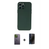 MARSİLYAN™- iPhone 13 Pro Max Kılıf Ahenk Serisi - Siyah 3D Antistatik Hayalet Cam Ekran Koruyucu + Neon Fosforlu Kamera Lens - YL