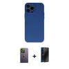 MARSİLYAN™- iPhone 13 Pro Max Kılıf Ahenk Serisi - Siyah 3D Antistatik Hayalet Cam Ekran Koruyucu + Neon Fosforlu Kamera Lens - YL