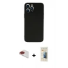 MARSİLYAN™- iPhone 13 Pro Max Kılıf Ahenk Serisi - Siyah 6D Mat Seramik Hayalet Nano Ekran Koruyucu + Pers Alüminyum Kamera Lens - KI