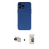 MARSİLYAN™- iPhone 13 Pro Max Kılıf Ahenk Serisi - Siyah 6D Mat Seramik Hayalet Nano Ekran Koruyucu + Kırmızı Rainbow Kamera Lens Koruma Cam