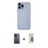 MARSİLYAN™- iPhone 13 Pro Max Kılıf Ahenk Serisi - Siyah 6D Mat Seramik Hayalet Nano Ekran Koruyucu + Mavi Neon Fosforlu Kamera Lens