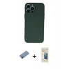 MARSİLYAN™- iPhone 13 Pro Max Kılıf Ahenk Serisi - Siyah 6D Mat Seramik Hayalet Nano Ekran Koruyucu + Pembe Shine Kamera Lens Koruma Cam