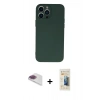 MARSİLYAN™- iPhone 13 Pro Max Kılıf Ahenk Serisi - Siyah 6D Mat Seramik Hayalet Nano Ekran Koruyucu + Pers Alüminyum Kamera Lens - GI