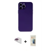 MARSİLYAN™- iPhone 13 Pro Max Kılıf Ahenk Serisi - Siyah 6D Mat Seramik Hayalet Nano Ekran Koruyucu + Pers Alüminyum Kamera Lens - GI