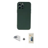 MARSİLYAN™- iPhone 13 Pro Max Kılıf Ahenk Serisi - Siyah 6D Mat Seramik Hayalet Nano Ekran Koruyucu + Pers Alüminyum Kamera Lens - SABE