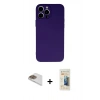 MARSİLYAN™- iPhone 13 Pro Max Kılıf Ahenk Serisi - Siyah 6D Mat Seramik Hayalet Nano Ekran Koruyucu + Pers Alüminyum Kamera Lens - GD