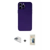 MARSİLYAN™- iPhone 13 Pro Max Kılıf Ahenk Serisi - Siyah 6D Mat Seramik Hayalet Nano Ekran Koruyucu + Pers Alüminyum Kamera Lens - SABE