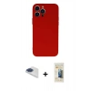 MARSİLYAN™- iPhone 13 Pro Max Kılıf Ahenk Serisi - Siyah 6D Mat Seramik Hayalet Nano Ekran Koruyucu + Pers Alüminyum Kamera Lens - LT