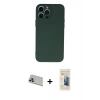 MARSİLYAN™- iPhone 13 Pro Max Kılıf Ahenk Serisi - Siyah 6D Mat Seramik Hayalet Nano Ekran Koruyucu + Rainbow Kamera Lens Koruma Cam - MR