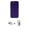 MARSİLYAN™- iPhone 13 Pro Max Kılıf Ahenk Serisi - Siyah 6D Mat Seramik Hayalet Nano Ekran Koruyucu + Rainbow Kamera Lens Koruma Cam - REGD