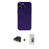 MARSİLYAN™- iPhone 13 Pro Max Kılıf Ahenk Serisi - Siyah 6D Mat Seramik Hayalet Nano Ekran Koruyucu + Raze Metal Kamera Lens - GD