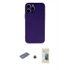MARSİLYAN™- iPhone 13 Pro Max Kılıf Ahenk Serisi - Siyah 6D Mat Seramik Hayalet Nano Ekran Koruyucu + Renkli Kamera Lens Koruma Cam - YL