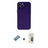 MARSİLYAN™- iPhone 13 Pro Max Kılıf Ahenk Serisi - Siyah 6D Mat Seramik Hayalet Nano Ekran Koruyucu + Shine Kamera Lens Koruma Cam - GI