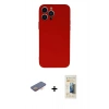 MARSİLYAN™- iPhone 13 Pro Max Kılıf Ahenk Serisi - Siyah 6D Mat Seramik Hayalet Nano Ekran Koruyucu + Renkli Kamera Lens Koruma Cam - TU
