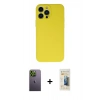 MARSİLYAN™- iPhone 13 Pro Max Kılıf Ahenk Serisi - Siyah 6D Mat Seramik Hayalet Nano Ekran Koruyucu + Neon Fosforlu Kamera Lens - YL