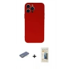 MARSİLYAN™- iPhone 13 Pro Max Kılıf Ahenk Serisi - Siyah 6D Mat Seramik Hayalet Nano Ekran Koruyucu + Renkli Kamera Lens Koruma Cam - YL