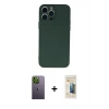 MARSİLYAN™- iPhone 13 Pro Max Kılıf Ahenk Serisi - Siyah 6D Mat Seramik Hayalet Nano Ekran Koruyucu + Neon Fosforlu Kamera Lens - YL